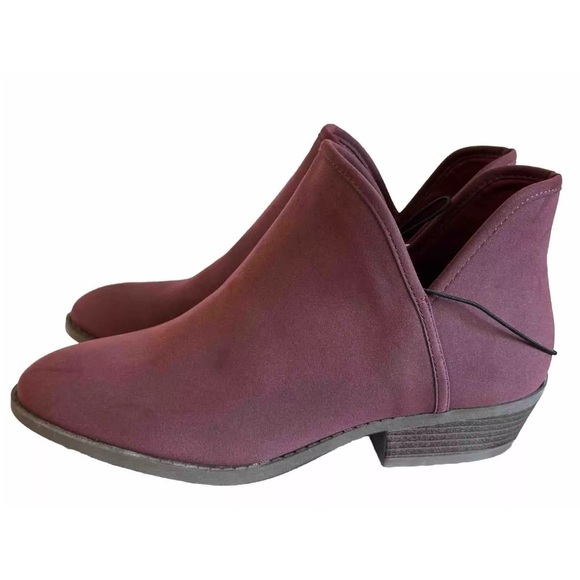 Serra Women Size 10 Side Cut Maroon Ankle Booties SlipOn Stacked Wedge Heel Shoe - Picture 14 of 16